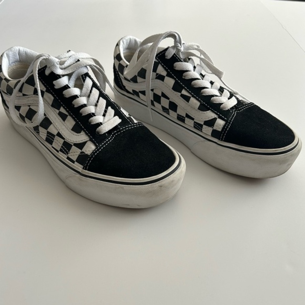 Vans‎ Flatform Black White Old Skool Classic Lace Up Skate Sneakers M 5.5 W 7